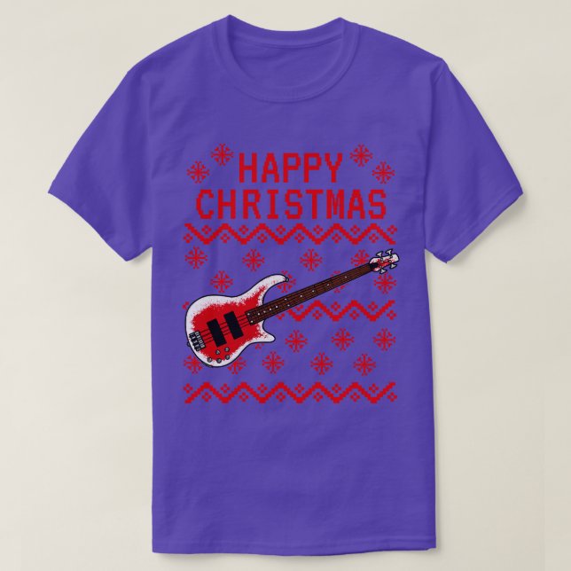 T-shirt Basse Guitare Vilain Noël Baid Musicien (Design devant)