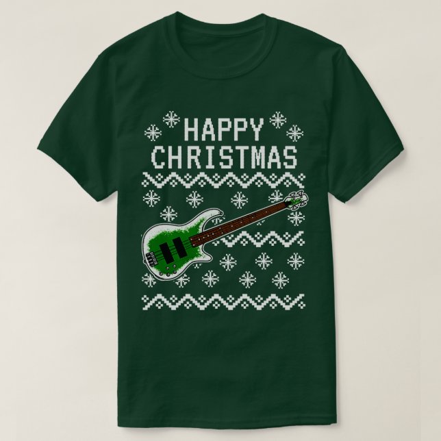 T-shirt Basse Guitare Vilaine Noël Baid Musicien 2 (Design devant)