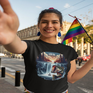 T-shirt Basse majestueuse saute au-dessus de la cascade au