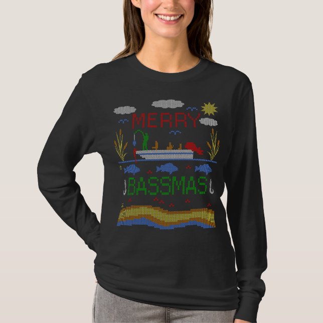 T-shirt Basse Stupide Funky Pêche laide Sweater de Noël P (Devant)