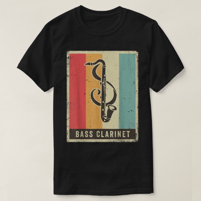 T-shirt Basse vintage Clarinet Lecteur Musique Retro2 (Design devant)