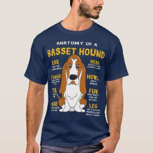 T-shirt Basset Hound Anatomie Funny Chien Maman Papa Migno
