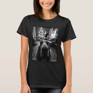 T-shirt Basset Hound Attrape le Père Noël sur Camera Noël