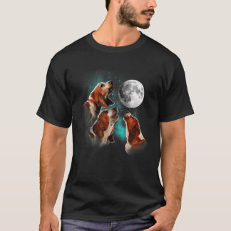 T-shirt Basset Hound, Basset Hound Hurlant Sur La Lune