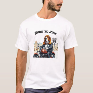 T-shirt Basset Hound Biker Est Né À Ride