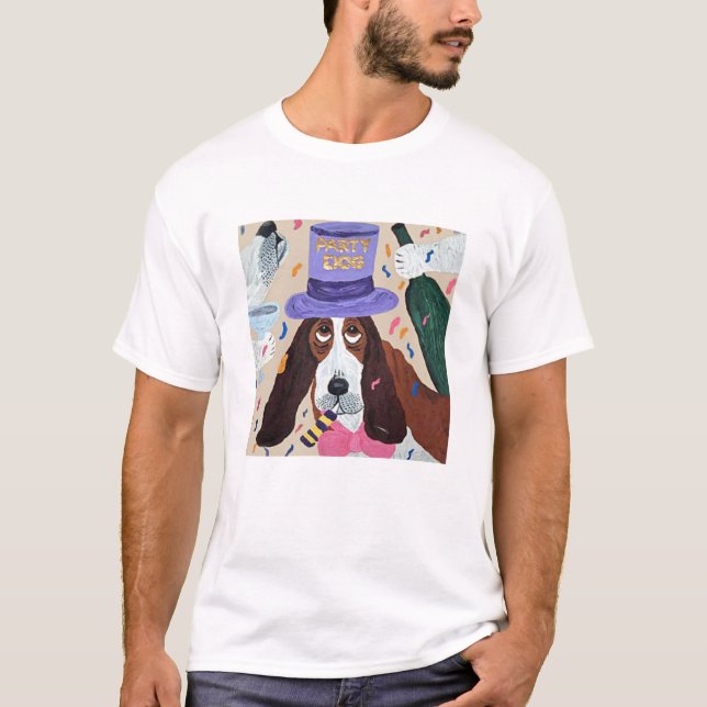 T-shirt Basset Hound Chien de Fête  (Devant)