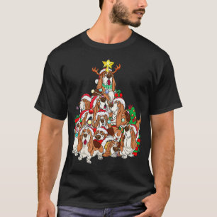 T-shirt Basset Hound Chien de Noël Chien d'arbre Père Noël