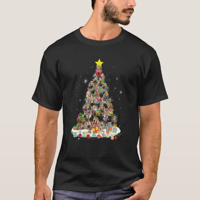 T-shirt Basset Hound Chien Lumières de l'arbre de Noël Xma (Devant)