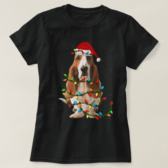 T-shirt Basset Hound Christmas Funny Basset Hound Dog Love (Design devant)