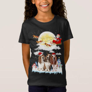 T-Shirt Basset Hound Dog Père Noël Sleigh Christmas Lover