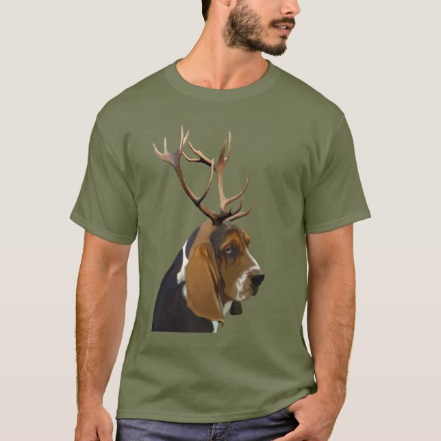 T-shirt Basset Hound et Antlers (Devant)