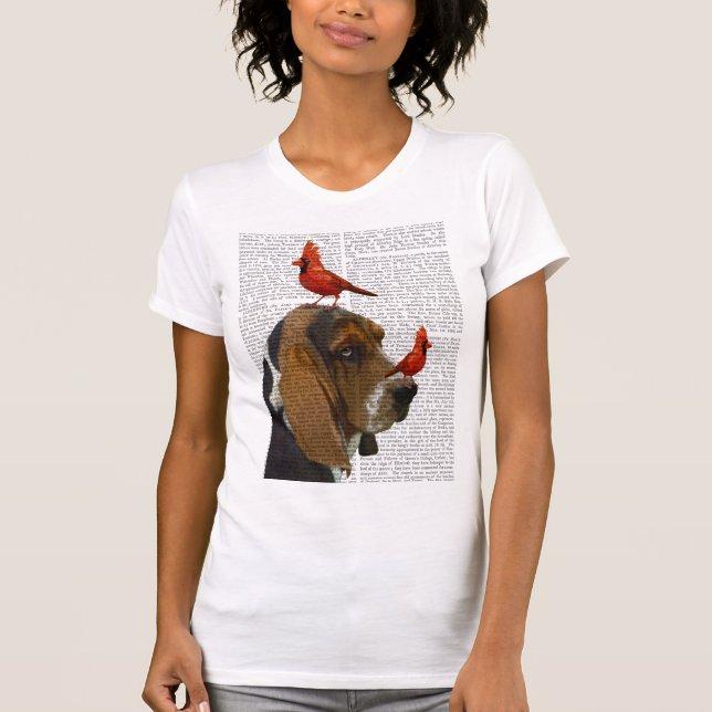 T-shirt Basset Hound et Birds (Devant)
