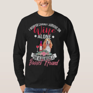 T-shirt Basset Hound Et Vin Pour Basset Dog Moms