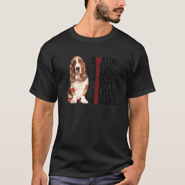 T-shirt Basset Hound Extraordinaire Aimer Fort Happy Selfl (Devant)