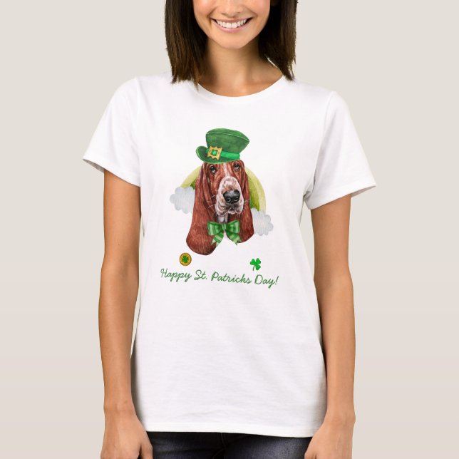 T-shirt Basset Hound Gold St. Patricks Day (Devant)