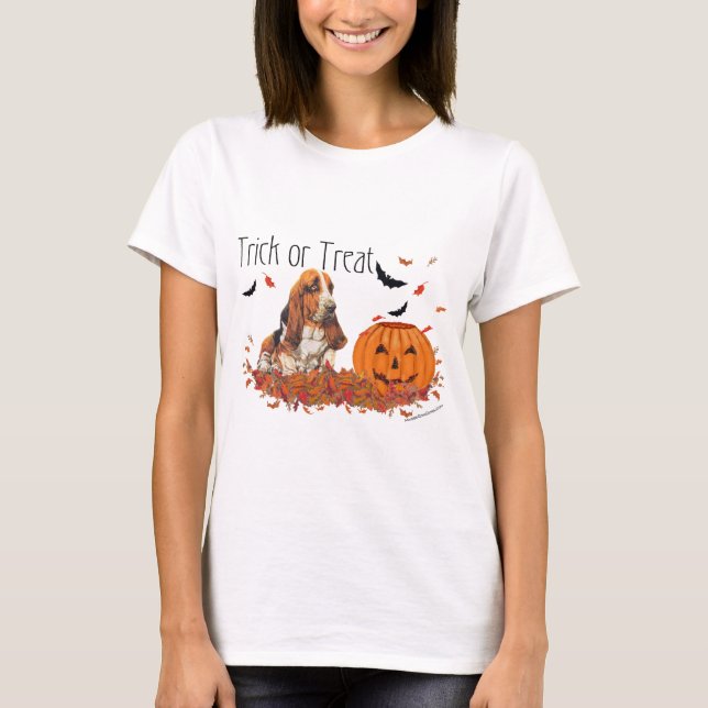 T-shirt Basset Hound Halloween (Devant)
