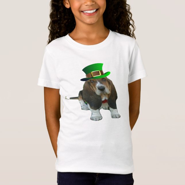 T-Shirt Basset Hound Happy St. Patrick's (Devant)