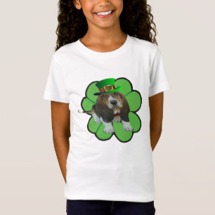 T-Shirt Basset Hound Happy St. Patrick's Clover