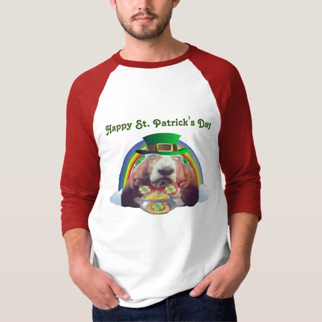 T-Shirt Basset Hound Joyeuse St. Patrick's Day (Devant)