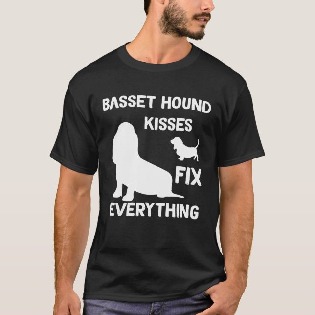 T-shirt Basset Hound kisses fix everything Basset Hound mo (Devant)