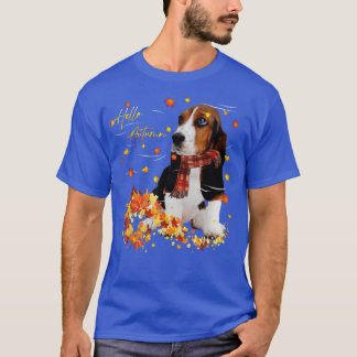 T-shirt Basset Hound Leaf Automne Bonjour Automne Pour Amo