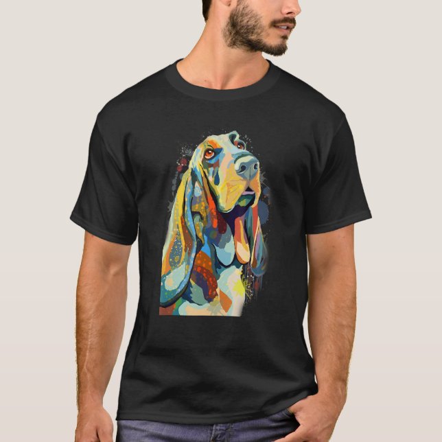 T-shirt Basset Hound Looking Into Your Eyes Splash Art (Devant)