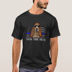 T-shirt Basset Hound Mince Ligne Bleue Américain Drapeau P