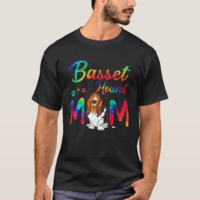 T-shirt Basset Hound Mom Tie Dye Dog Mom Mothers Day (Devant)