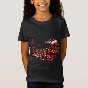 T-Shirt Basset Hound Pajamas de buffle rouge à plaid X