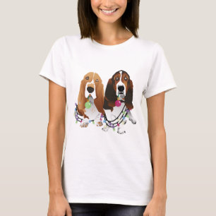 T-shirt Basset Hound Peace Love Joie Noël Design