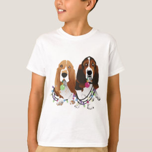 T-shirt Basset Hound Peace Love Joie Noël Design