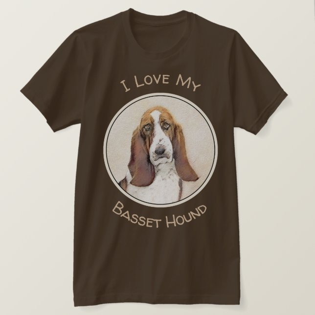 T-shirt Basset Hound Peinture - Cute Original Chien Art (Design devant)