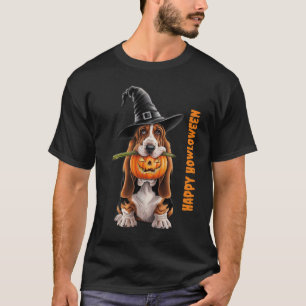 T-shirt Basset hound portant des sorcières casquette & cit