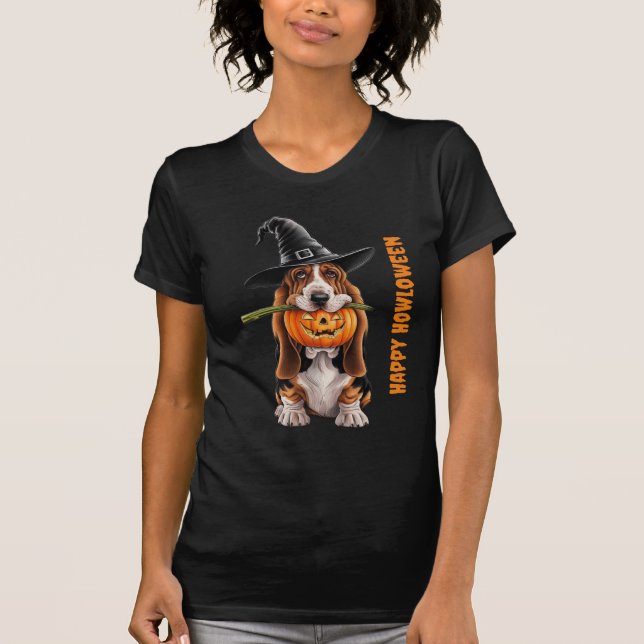 T-shirt Basset hound portant des sorcières casquette & cit (Devant)