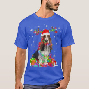 T-shirt Basset Hound Reindeer Feux de Noël Drôle Chien X