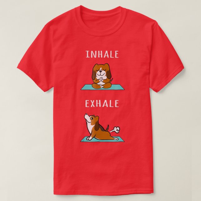 T-shirt Basset Hound Yoga Inhale Exhale Funny Chien (Design devant)