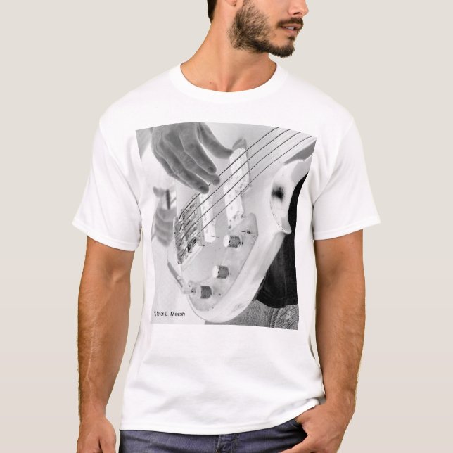 T-shirt Bassiste, basse et main, image négative (Devant)