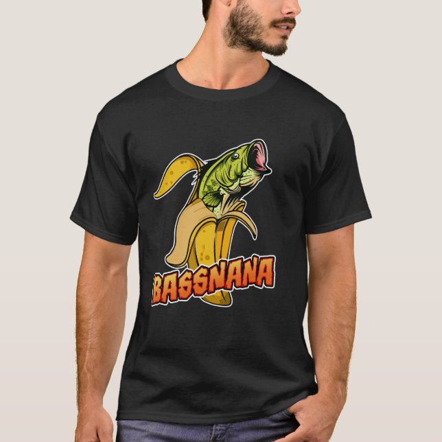 T-shirt Bassnana Funny Fish Bass et Banana Mashup Design (Devant)