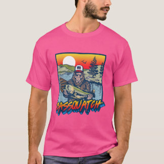 T-shirt Bassquatch Funny Bass Fishing Sasquatch Retro 80s 