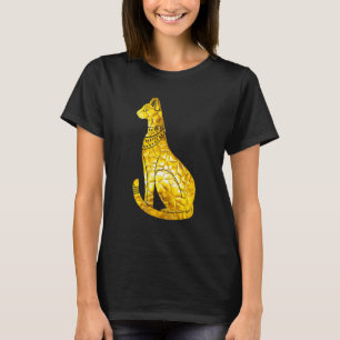 T-shirt Bastet Cat égyptien Golden Polygon Hiéroglyph Arch