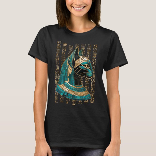 T-shirt Bastet, déesse chatte égyptienne - Art mosaïque (Devant)