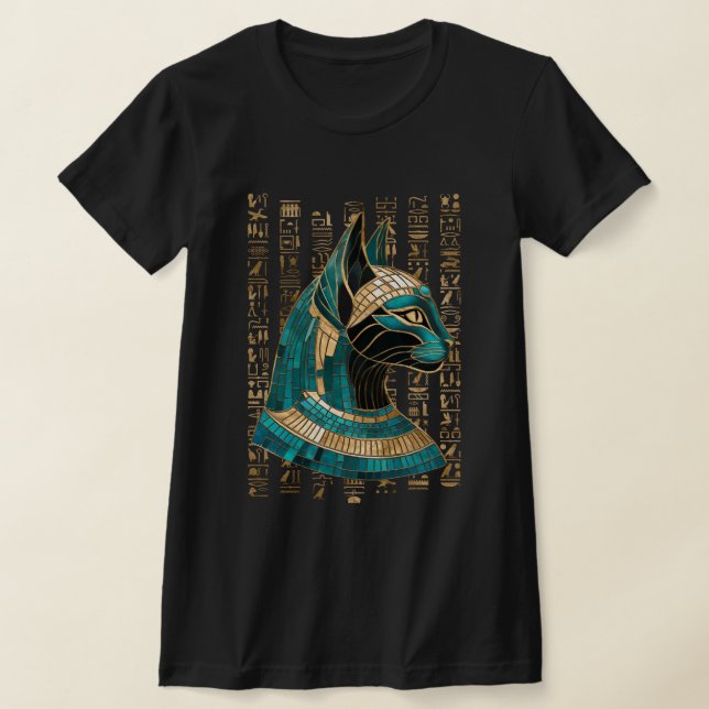 T-shirt Bastet, déesse chatte égyptienne - Art mosaïque (Poser)
