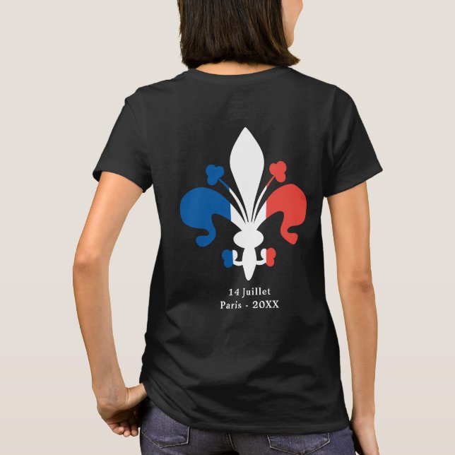 T-shirt Bastille Day Paris France 14 Juillet Texte personn (Dos)