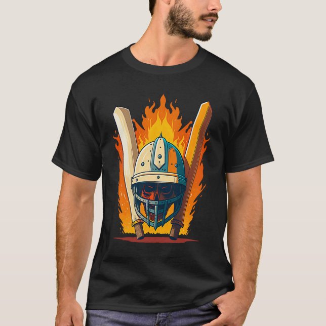 T-shirt Bat And Helmet Cricket Player (Devant)