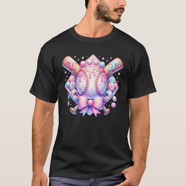 T-shirt Bat De Baseball Coquette Bow Avec Goutte De Crème  (Devant)