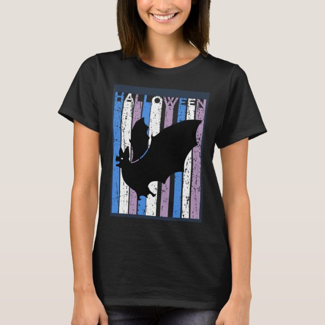 T-shirt Bat Halloween Costume Girls womens Kids Blue Purpl (Devant)