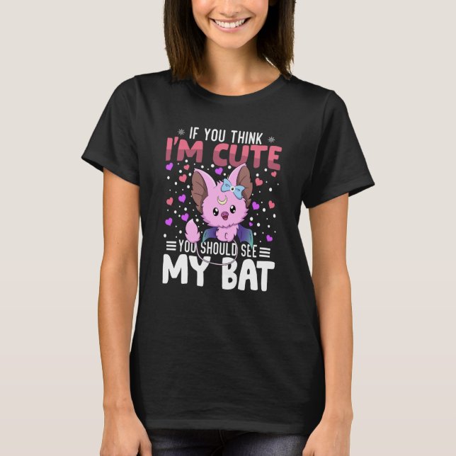 T-shirt Bat Heart Valentine's Day Animal For Womens Kids (Devant)