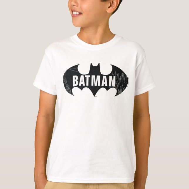 T-shirt Bat Logo With Gotham Etching (Devant)