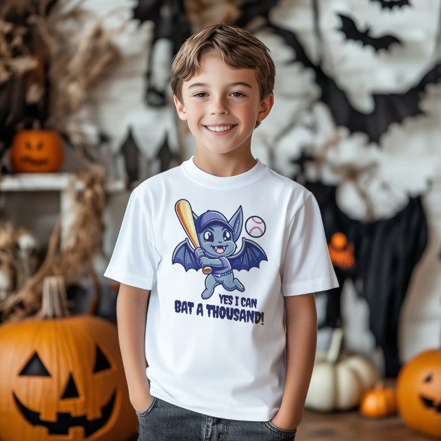 T-shirt Bat mignonne Oui Je peux battre un millier! (Yes I Can Bat a Thousand Halloween Kids' Shirt Cover Photo)