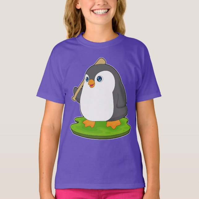 T-shirt Bataille de baseball de Penguin (Devant)